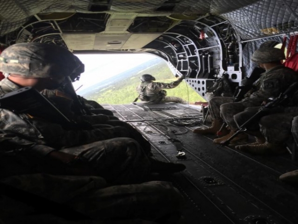 cadets aboard a CH-47 flight