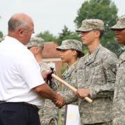 Cadet Tuggle shaking hands with instructor