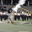 ROTC Yosef Fires the Musket Announcing the Team